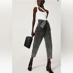 Blank NYC When In Rome Black Acid Wash High Waist Paperbag Jeans Size 25